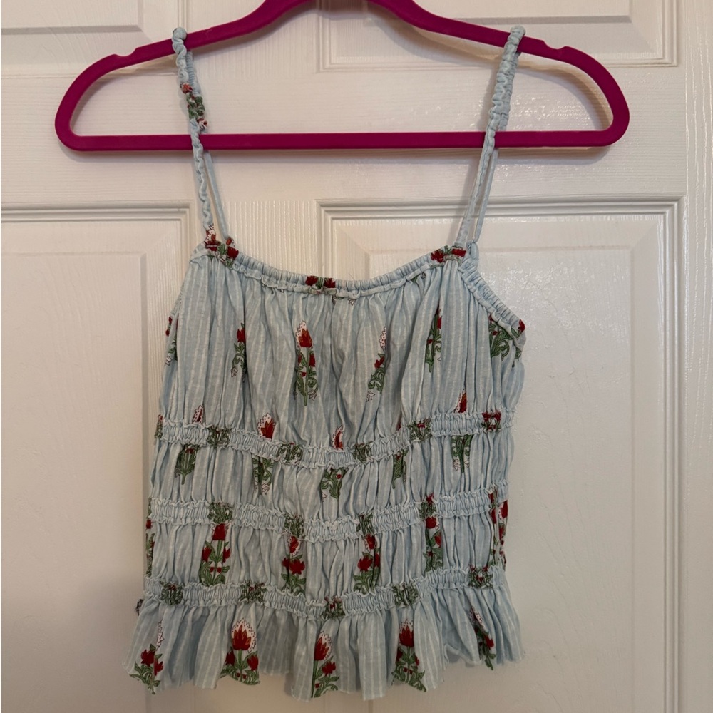 Free people We The Free Floral Embroidered Camisole - Light Blue